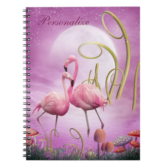 Whimsical Pink Flamingos Personalised Notebook (Front)