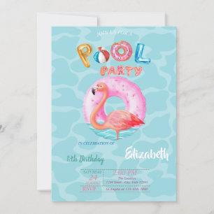 Whimsical Pink Flamingos Pool Float Summer  Invitation