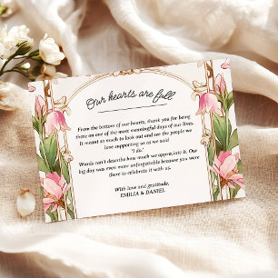 Whimsical Pink Floral Art Nouveau Wedding   Thank You Card