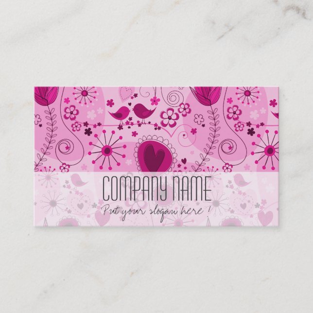Whimsical Pink Floral Elegant Event Planner Business Card (Front)
