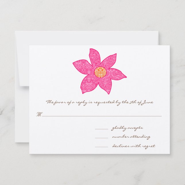 Whimsical Pink Flower Wedding Response Cards (Front)