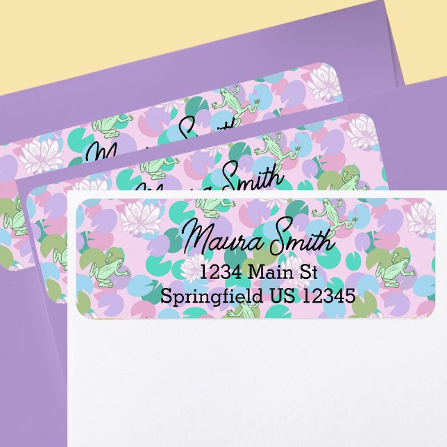 Whimsical Pink Frogs cute return address Label (Creator Uploaded)