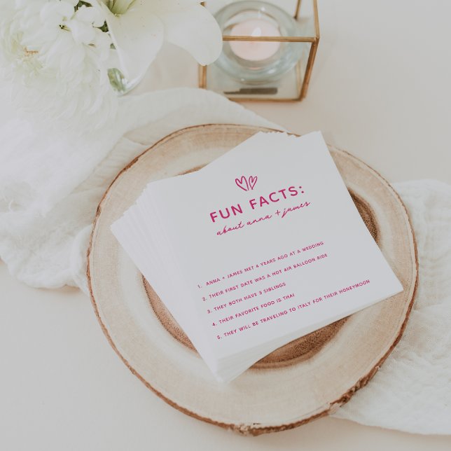 Whimsical Pink Fun Facts Wedding Napkin (Creator Uploaded)