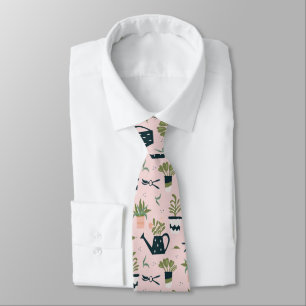 Whimsical Pink Gardening Printed Pattern Tie