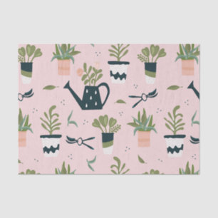 Whimsical Pink Gardening Printed Pattern Tissue Paper