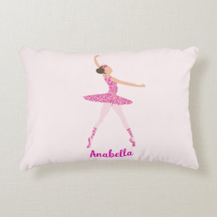 Whimsical Pink Glitter Ballerina Look Decorative Cushion