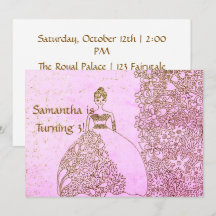 Whimsical Pink Gold Princess Girl Birthday