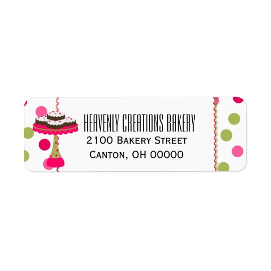 Whimsical Pink & Green Bakery Return Label Return Address Label
