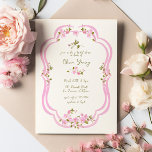 Whimsical Pink Green Painted Floral Bridal Shower Invitation<br><div class="desc">Whimsical Pink Green Painted Floral Bridal Shower Invitation</div>