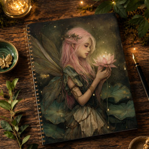 Whimsical Pink-Haired Fairy and Lotus Flower Planner