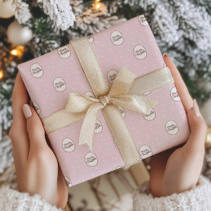 Whimsical Pink Hand-Drawn Merry Christmas Wrapping Paper