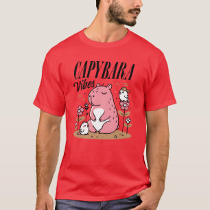 Whimsical Pink Hippo with Floral Friends boy T-Shirt