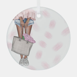 Whimsical Pink Lady Glass Tree Decoration