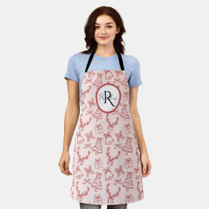 Whimsical pink monogram  apron