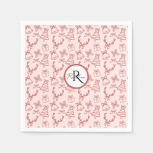 Whimsical pink monogram  napkin