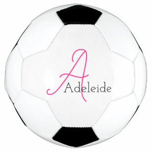 Whimsical Pink Monogram Personalised Soccer Ball