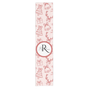 Whimsical pink monogram short table runner