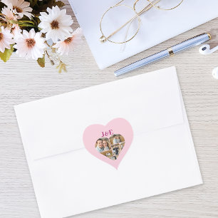 Whimsical Pink Monogramed Heart Photo Collage Sticker