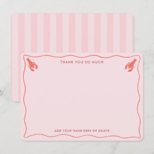 Whimsical Pink Orange Lobster Doodle Bridal Shower Thank You Card
