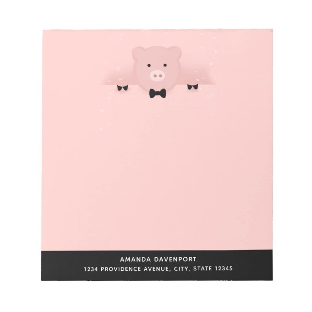 Whimsical Pink Pig Cute Chinese New Year 2019 Notepad (Front)