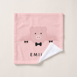Whimsical Pink Pig Cute Farm Animal Bath Towel Set