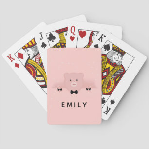 Whimsical Pink Pig Cute Farm Animal Playing Cards