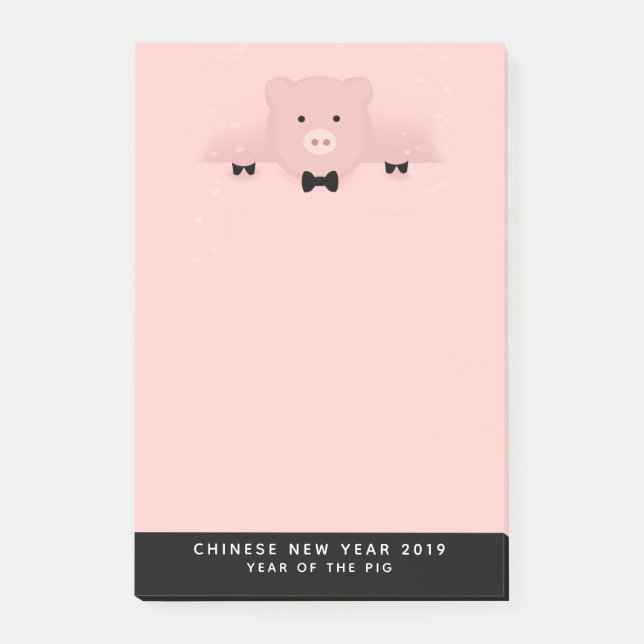 Whimsical Pink Pig Cute Farm Animal Post-it Notes (Front)