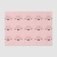 Whimsical Pink Pig in Black Bow Tie Pattern