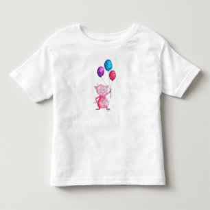 Whimsical Pink Pig with Balloons Toddler T-Shirt