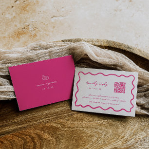 Whimsical Pink QR Code Wedding RSVP Card