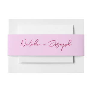  Whimsical Pink Raspberry Retro Whimsical Wedding Invitation Belly Band