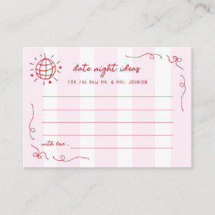 Whimsical Pink & Red Disco Ball Date Night Ideas Enclosure Card