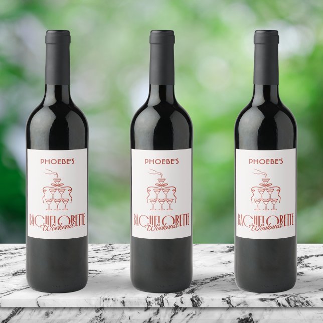 Whimsical Pink Red Doodle Custom Wine Bottle Label (Creator Uploaded)