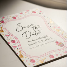 Whimsical Pink Save the Date Wedding Design