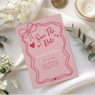 Whimsical Pink Sketch Save the Date Invitation