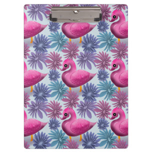 Whimsical Pink Swan: Pastel Floral Dream Pattern Clipboard