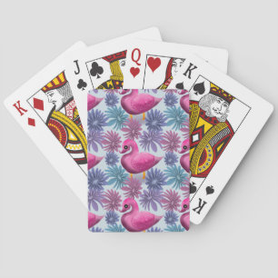 Whimsical Pink Swan: Pastel Floral Dream Pattern Playing Cards