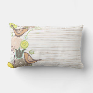 Whimsical Pink Sweet Birds Floral Garden Cushion