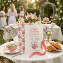 Whimsical Pink Teapot Wildflower Bridal Tea Party