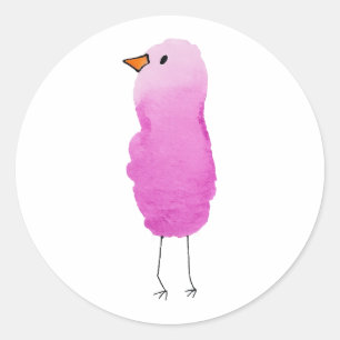 Whimsical Pink Watercolor Bird Sticker
