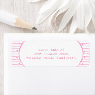 Whimsical Pink Watercolor Bow Stripe Baby Shower Return Address Label