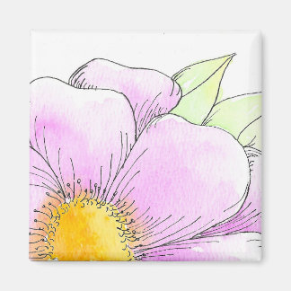 Whimsical Pink Watercolor Flower Magnet