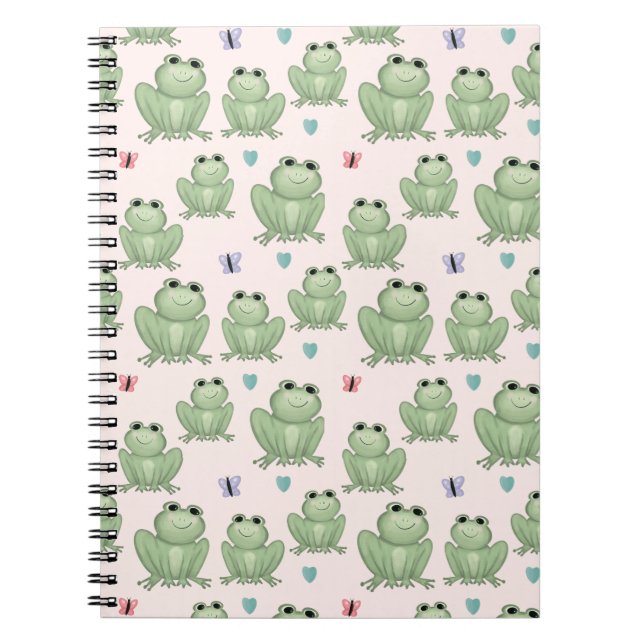 Whimsical Pink Watercolor Frog Nursery Notebook (Front)