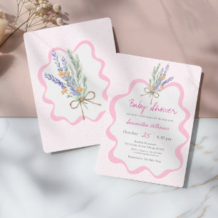 Whimsical Pink Wildflower Floral Baby Shower Invitation