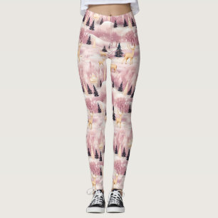 Whimsical Pink Winter Landscape (1) Leggings