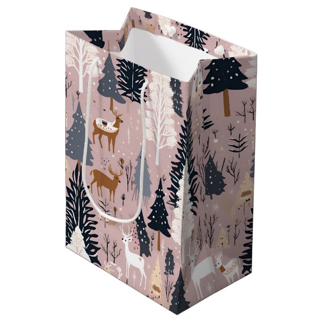 Whimsical Pink Winter Landscape (3) Medium Gift Bag (Front Angled)