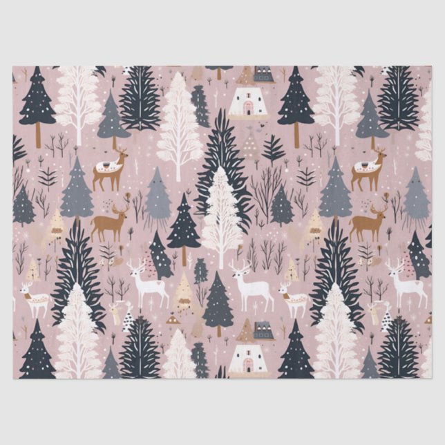 Whimsical Pink Winter Landscape (3) Tissue Paper (Front)