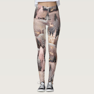 Whimsical Pink Winter Landscape (5) Leggings
