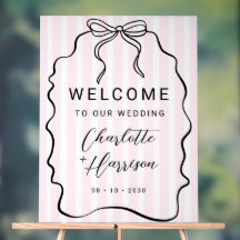 Whimsical Pinstripe Bow Wedding Welcome