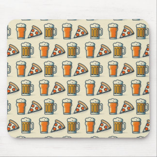 Whimsical Pizza and Beer Pattern Mouse Pad